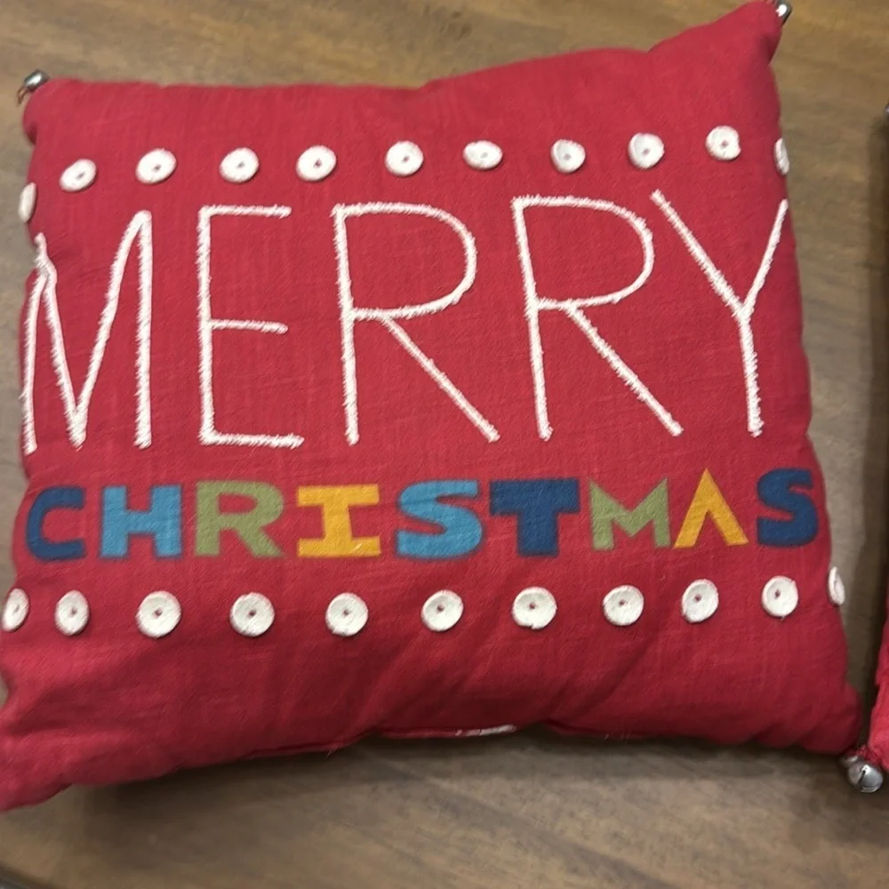 🎄Merry Christmas Red SquareThrow Pillow Indoor, Set of 2, 18